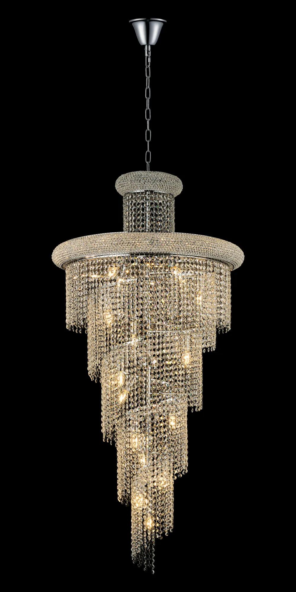 IL32965CH  Alexandra 70cm Pendant 2 Layer Spiral 20 Light E14 Polished Chrome/Crystal